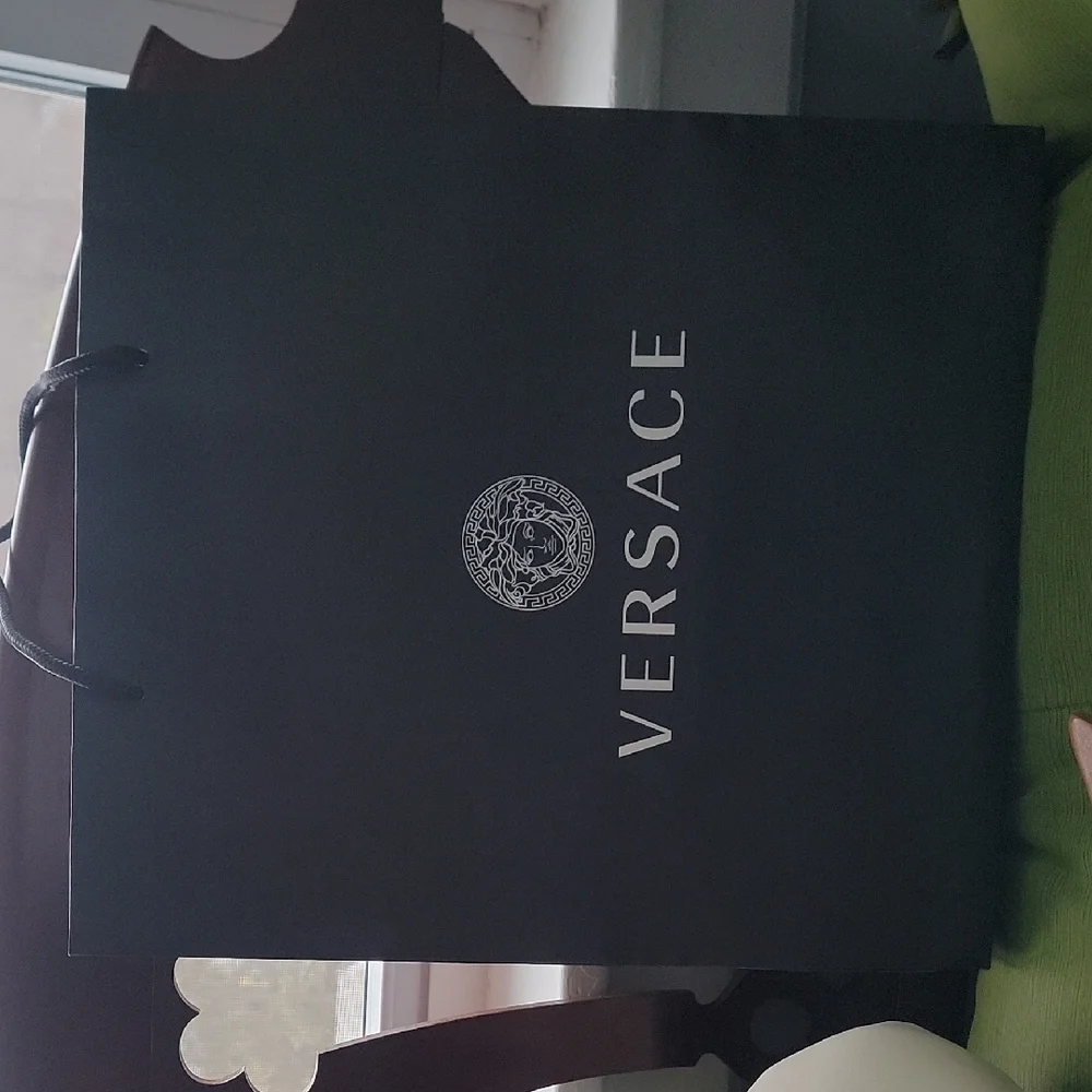 Black VERSACE Logo Tote Shopping Bag